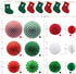 ADLKGG Christmas Party Decorations Hanging Paper Fans Christmas Socks Banner Pom Poms Flowers Paper Honeycomb Balls for Birthday Home Garden Indoor Outdoor New Years Eve Party Decor, 16pcs