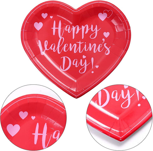 Aneco 50 Pieces Valentine's Day Paper Plates Party Plates Dinnerware Plates Party Supplies for Valentine's Day Party