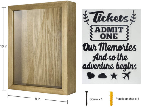 TJ.MOREE Ticket Shadow Box 8 x 10 Top Loading Shadow Box Memento Frame with Slot, Customizable DIY Box Sweet Gift, Movie Travel Sporting Events Concert Ticket Stubs - Memory Box