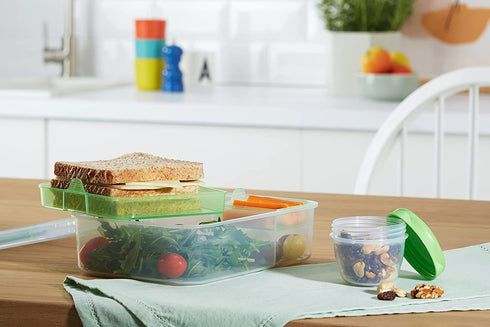 Sistema To Go Collection Bento Box Plastic Lunch and Food Storage Container, 55.7 Ounce, Multi Compartment (Color May Vary)
