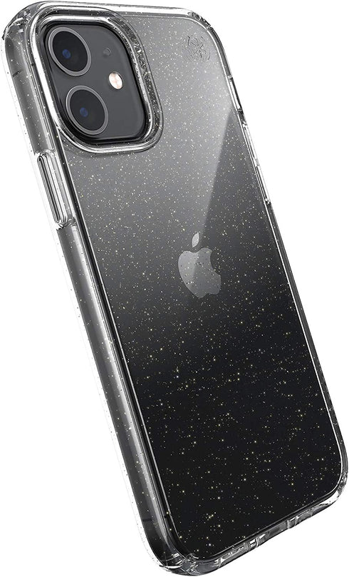 Speck Products Presidio Perfect-Clear + Glitter iPhone 12, iPhone 12 Pro Case, Clear with Gold Glitter/Clear