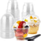 50 Pack 10oz Dessert Cups with Lids, Clear Plastic Parfait Cups with No Hole Dome Lids and Sporks, Disposable Snack Bowls for Cereal Parfait, Ice Cream, Yogurt, Fruit, Cupcakes, Pudding