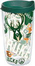 Tervis NBA Milwaukee Bucks All Over Tumbler with Wrap and Hunter Green Lid 16oz, Clear