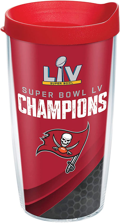 Tervis Made in USA Double Walled NFL Tampa Bay Buccaneers Insulated Tumbler Cup Keeps Drinks Cold & Hot, 16oz, Super Bowl 55