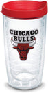 Tervis Made in USA Double Walled NBA Chicago Bulls Insulated Tumbler Cup Keeps Drinks Cold & Hot, 16oz - Red Lid, Chicago Bulls Logo