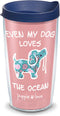 Tervis Made in USA Double Walled Puppie Love Insulated Tumbler Cup Keeps Drinks Cold & Hot, 16oz, Dog Loves The Ocean