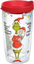 Tervis Dr. Seuss - Grinch Christmas Quote Tumbler with Wrap and Red Lid 16oz, Clear
