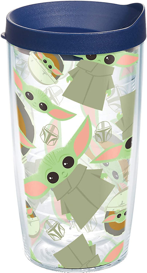 Tervis Made in USA Double Walled Star Wars - The Mandalorian Child Pattern Insulated Tumbler Cup Keeps Drinks Cold & Hot, 16oz, Clear