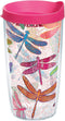 Tervis Dragonfly Mandala Tumbler with Wrap and Fuchsia Lid 16oz, Clear