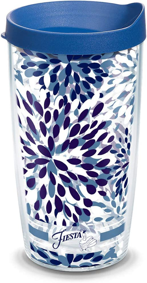 Tervis Made in USA Double Walled Fiesta Insulated Tumbler Cup Keeps Drinks Cold & Hot, 16oz, Lapis Calypso