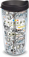 Tervis Warner Brothers - Friends Pattern Insulated Tumbler with Wrap and Black Lid, 1334012, 16 oz, Clear