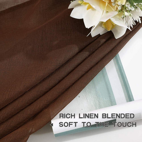 MIULEE 2 Panels Chocolate Brown Semi Sheer Window Curtains Elegant Grommet Top Window Voile Panels/Drapes/Treatment Linen Textured Panels for Bedroom Living Room (54X96 Inches)