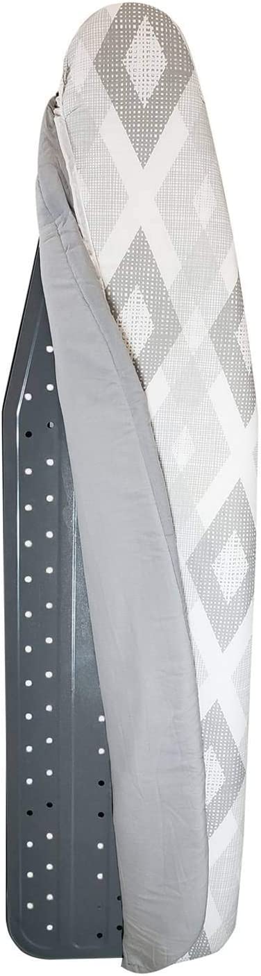 HOMZ Premium Standard Width Ironing Board Cover and Pad, Grey Solid/Pattern Reverisble