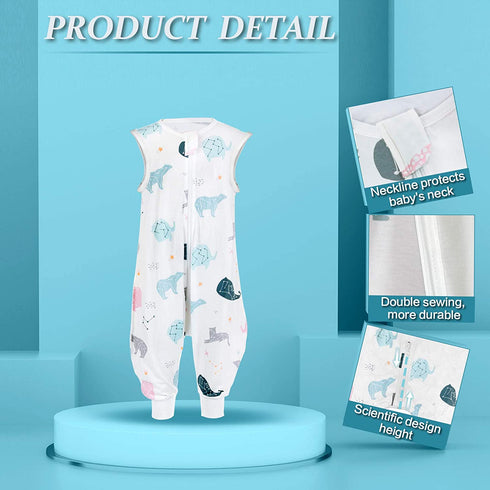 Reinewol Baby Wearable Blanket Sleep Sack,Sleep Bag with Feet Toddler Sleepsack for Girl Boy,Baby Sleeveless Sleep Suit with Zipper,Bear(1TOG,X-Large)