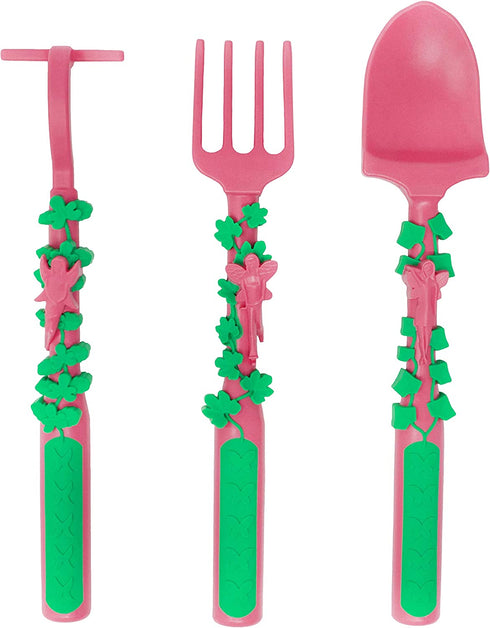Constructive Eating Made in USA Set of 3 Garden Fairy Utensils for Toddlers, Infants, Babies and Kids - Made With Materials Tested for Safety