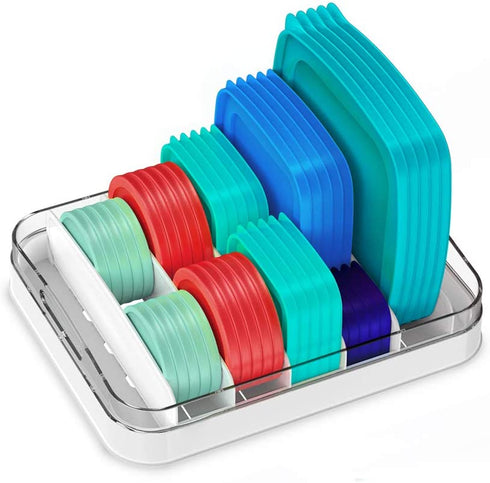 EVERIE Food Container Lid Organizer Compatible with 12'' Deep Cabinets, GS01 (White)