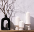 Cone Top Pillar Candles by Bask - Set of 3 - 3" x 4", 6", and 8" Dripless Unscented Candles in White for Home Decor, Relaxation & All Occasions