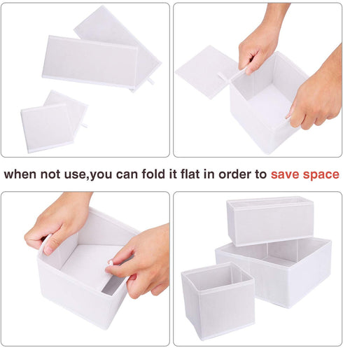 (8 Set) Puricon Clothes Organizers Dresser Drawer Organization, Foldable Closet Organizer Underwear Basket Cubes Containers for Storing Bras, Baby Clothing, T Shirt, Socks, Scarves, Ties -White