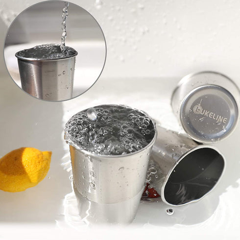 Food-grade Stainless Steel Metal Cups Premium Pint Cups With Straws Hot And Cold Drinking Cups For Home , Office and Outdoors Stackable Durable Drinking Cup 16 oz.(6 pack)