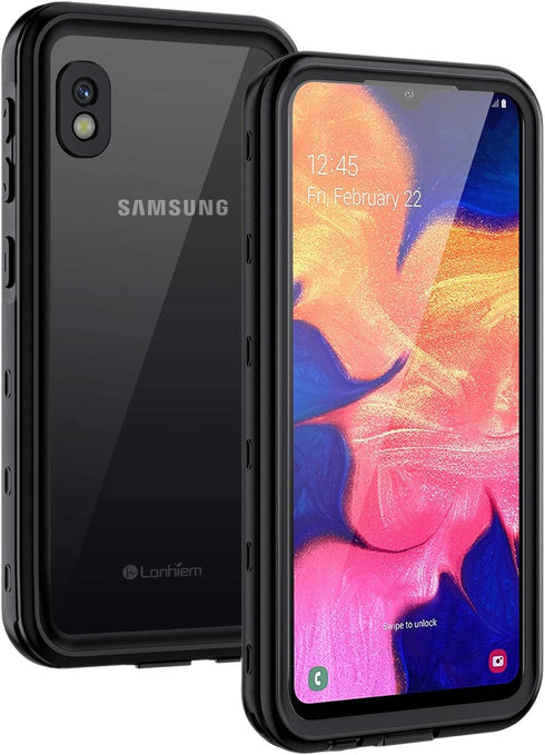 Lanhiem Samsung Galaxy A10E Case, IP68 Waterproof Dustproof Shockproof Case with Built-in Screen Protector, Full Body Sealed Underwater Protective Cover for Galaxy A10e (Black/Clear)
