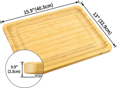 Bamboo Cheese Board and Charcuterie Boards/Serving Tray with Built-in Compartments and Juice Groove for Cheese, Meat and Fruit (13" x 15.9")