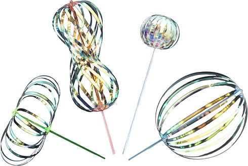 Rainbow Twirler Stick - 4 Pack - Magic Party Bubble Wand - Spin Twirl Swirl and Dazzle - Fun Addicting Party Favor