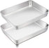 TeamFar Lasagna Pan, 12…–™™ x 9¾™™ x 2™™, Stainless Steel Rectangular Casserole Cake Baking Brownie Pan, Non-toxic & Sturdy, Brushed Surface & Deep Side, Dishwasher Safe, 2PCS