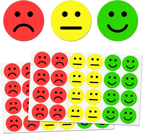 1" Happy/Sad Smiling Face Behavior Stickers - (Red/Yellow/Green), Pack of 1200