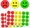 1" Happy/Sad Smiling Face Behavior Stickers - (Red/Yellow/Green), Pack of 1200