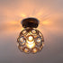 Semi Flush Mount Ceiling Light Fixture, Antique Black Metal Crystal Ceiling Lamp, Indoor Close to Ceiling Lighting Fixture for Bedroom Bathroom Foyer Hallway 1 Pack