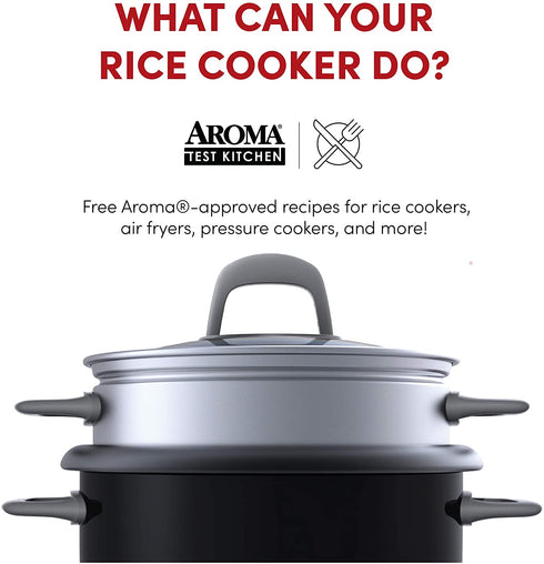 Aroma Housewares 6-Cup (Cooked) Pot-Style Rice Cooker and Food Steamer, Black ARC-743-1NGB