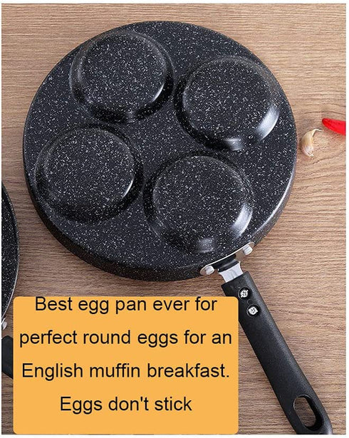 NINGVIHE Egg Pan,Non Stick Frying Pan,Skillet Pans for Cooking,Multi Egg Cooker Pan for Breakfast,Safe Non-stick Coating(Round), Black (01)
