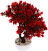 DOITOOL Artificial Potted Plant Fake Guest-Greeting Pine Bonsai Tree Ornament for Desktop Display Home Office Indoor Decor (Red)