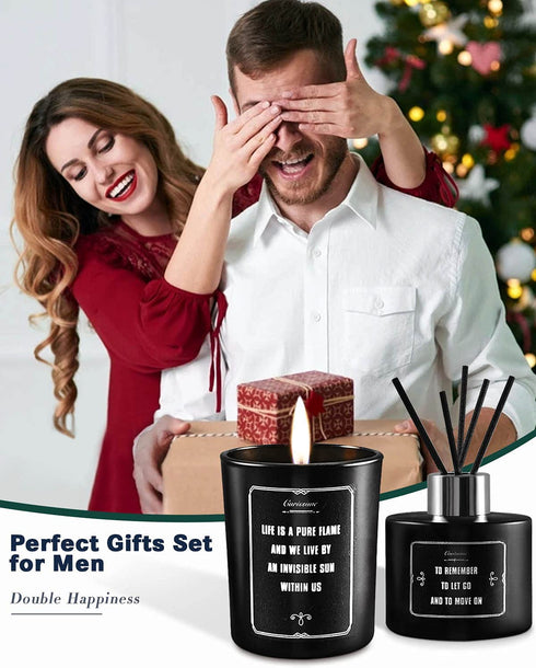 Birthday Gifts for Men Boyfriend Brother Dad Him, Scented Candle and Reed Diffuser Gift Set for Men, Relaxation Gifts for Him Husband Boyfriend, Housewarming Gift, Candles for Home Scented Mens Gifts