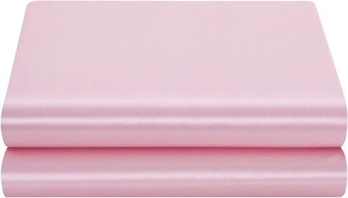 Satin Flat Sheet Only, Queen Flat Sheet, 1 - Piece Pink Top Sheet, Extra Soft Silk Flat Bed Sheets Sold Separately Queen - Pink