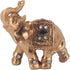 Gold Elephant Resin Statue, Facing Upwards Elephant Figurine with Trunk Up Collectible Sculpture Decoration for Lucky Feng Shui Wealth Home Decor Good Luck, 3.54inch