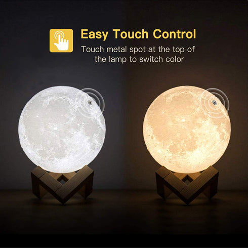 Moon Lamp, Welkey Plus 16 Colors 3D Printing LED Night Light Moon Light with Stand & Remote Control, Dimmable & Time Setting, USB Rechargeable for Kid Lover Birthday Day Gift (4.8in)