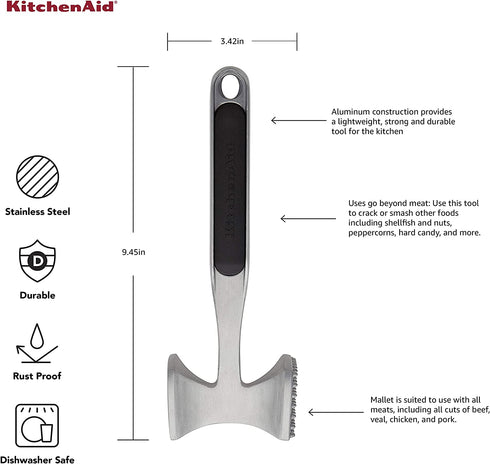 KitchenAid Gourmet Meat Tenderizer, One Size, Black
