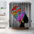African American Woman Pretty Girl Shower Curtain Polyester Fabric Shower Curtain 72 X72 inch with Hooks Waterproof African Shower Curtains for Bathroom Durable Afro Lady Shower Curtain
