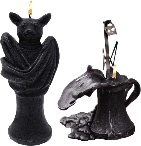 Gothic Bat Shaped Candle, Bat Skull Inside When It Melts, Home Decoration Vegan Friendly 100% Vegetable Wax 6x3 inches by Gute