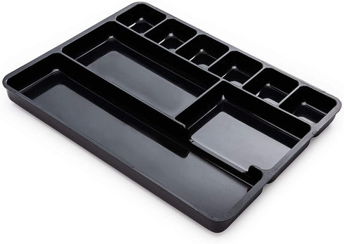 Desk Drawer Organizer Tray with 9 Storage Compartments - For Home and Office - Perfect Organizing Pens, Pencils, Paper Clips, Sticky Notes and all your Supplies - 2 Pack