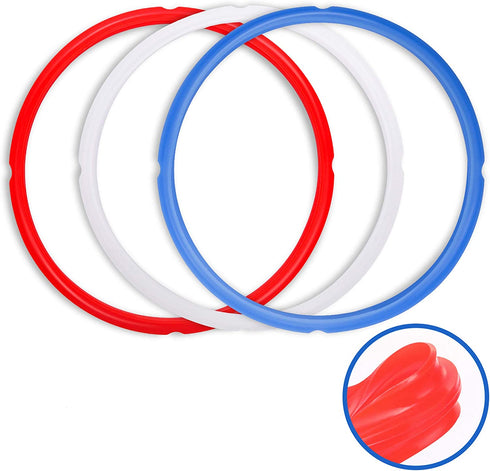 Sealing Rings for Instant Pot Accessories of 6 Qt Models - Red, Blue and Clear, Sweet and Savory Edition - 3 Pack BPA-Free Food-grade Replacement Silicone Seal Gaskets for Instpot 6 Quart
