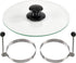 Home-X - Bacon and Eggs Cookware Set Includes Two Stainless Steel Egg Rings and Clear Tempered Glass Bacon Press