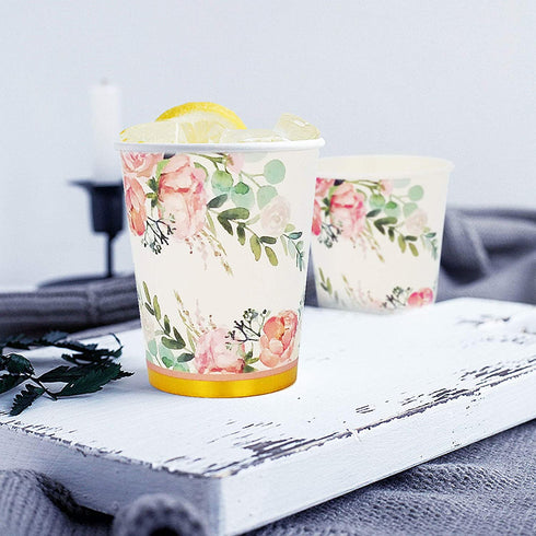 Floral Party Supplies paper plates and Napkins Sets for 24 Guest-Include Floral Party Disposable Paper Dinner Plates,Cups,Napkin for Baby or Bridal Shower,Birthday,Wedding,Bachelorette party Supplies