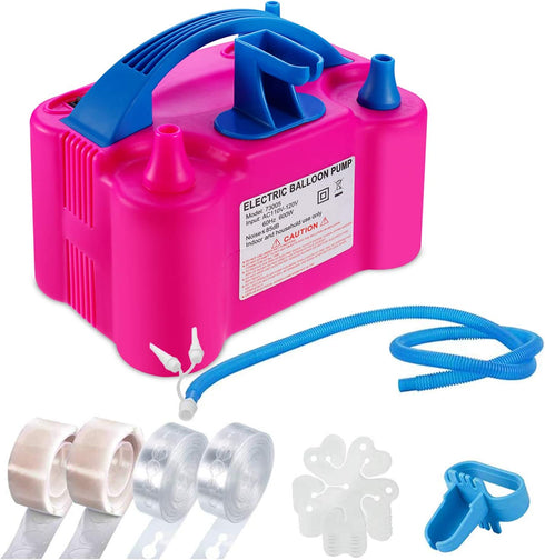 PCFING Electric Air Balloon Pump and Balloon Tying Tool in One,110V 600W Portable Dual Nozzles Electric Balloon Inflator for Party with Extra Accessories