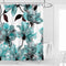 Kikiry Floral Shower Curtain Set 60''W x 72''L Teal Flower Watercolor Aqua Ink Spring Blossom Turquoise Peony Rose Polyester Fabric Waterproof 12 Pack Plastic Hooks