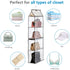 ANSTROUT Closet Purse Organizer, Hanging Handbag Purse Organizer for Closet with 4 Heavy-Duty Mesh Shelves Purse Storage Bag(White-1Pack)