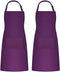 Puroma Adjustable Bib Apron Waterdrop Resistant with 2 Pockets, Unisex Cooking Kitchen Aprons for Chef Couple BBQ Painting (Purple?