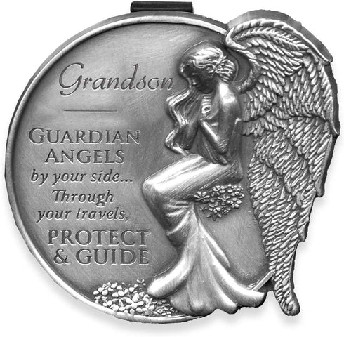 AngelStar 15687 Grandson Guardian Angel Visor Clip Accent, 2-1/2-Inch, Black