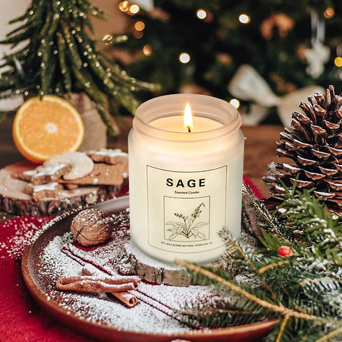 Sage Candles for Home Scented, Aromatherapy Lavender Candle, Soy Wax Candle Set 2 Pack, Women Gift with Strongly Fragrance Jar Candles